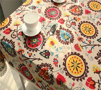 Stil etnic Florale Imprimate Tabel Pânză de Bumbac și Lenjerie de Dreptunghi fete de masa cu Dantela pentru acasă partid picnic utilizare