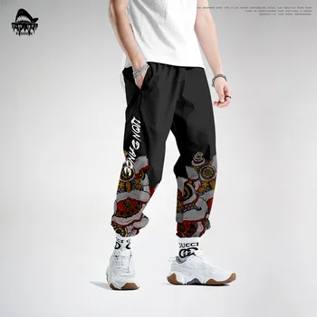 Streetwear Bărbați Hip Hop De Imprimare Negru Pantaloni Stil Chinezesc Pantaloni De Trening Joggeri Casual Pantaloni Barbati