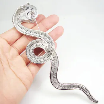 Sunet De Argint La Modă Șarpe Lung Clar Austriac De Cristal Pandantiv Animal Broșă Pin