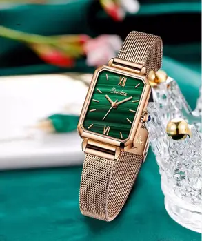 SUNKTA Ceas pentru Femei Ceasuri de top de brand de moda de lux dreptunghiulare mici, verzi ceas doamnelor ultra-subțire impermeabil Cuarț Ceas de mână