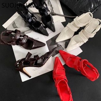 SUOJIALUN 2021 Femei Primavara Pompe de Pantofi Slip On a Subliniat Toe Sandale Brand de Înaltă Calitate de Design Rochie Pantofi Doamnelor Pantofi de Lucru
