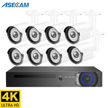 Super 4K 8MP H. 265 POE NVR Kit Sistem de Securitate CCTV de Exterior HD Camera IP P2P 8ch de Supraveghere Video Set