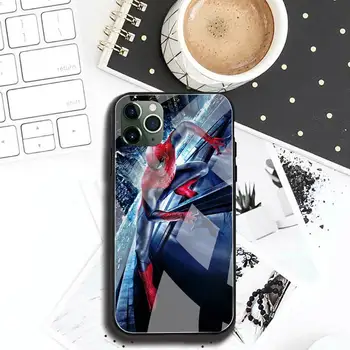 Super-erou Păianjeni bărbat Caz Telefon din Sticla Temperata Pentru iPhone 12 pro max mini 11 XR Pro XS MAX 8 X 7 6S 6 Plus SE 2020 caz