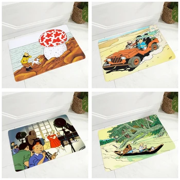 Super Flanel Moale Covor Aventurile lui Tintin Imprimare Preș pentru Hol, Dormitor Non-Alunecare de Decor Desene animate Etaj Preș 40x60cm
