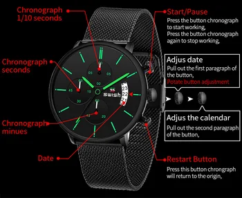 SWISH Bărbați Ceasuri 2020 Brand de Lux de Moda pentru Bărbați Ceasuri de mana Sport din Oțel Inoxidabil Cronograf Ceas Militar Quartz Reloj