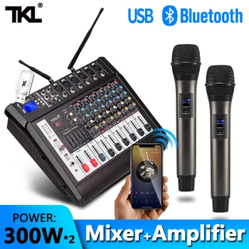 TKL 6-Canal Audio, Mixere cu 300Wx2 Amplificator de Putere Microfon Wireless Efectoare REC mixaj de Sunet MP3 Bluetooth DJ mixer