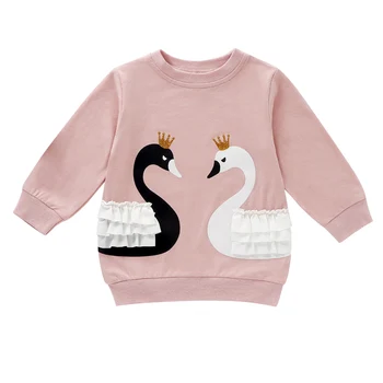 Toamna Fetita Set Haine Cu Maneci Lungi Sweashirts Swan Tops+ Dungi Pantaloni Skinny Copil Drăguț Seturi De Îmbrăcăminte Pentru Copii Tinuta D30