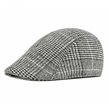 Toamna iarna Unisex Gros de Cald capac de vârstă Mijlocie casual Pălărie de Moda stradă Capac Plat Bărbați clasic Retro zăbrele Berete Y13