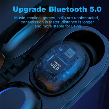TOMKAS Căști fără Fir Bluetooth LED HD Stereo pentru Căști Sport rezistent la apa cu Cască Cu Microfon Dual 6000mAh de Încărcare Cutie Pavilioane