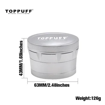 TOPPUFF Aluminiu 63mm 4 Straturi de Tutun Concasor Metal Planta Polizor Manivela Accesorii de Fumat Parte Miller