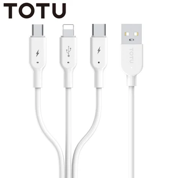 TOTU Incarcator Cablu 3 In 1 de Tip C+USB Micro+pentru Fulger de Încărcare Cablu de Date pentru iPhone 11 Pro Max 7Plus Pentru Huawei, Xiaomi