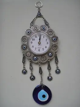 Tradiționale lucrate Manual Decorative Ceas de Perete cu Evil Eye-Nazar Boncuk-MARE-29cm