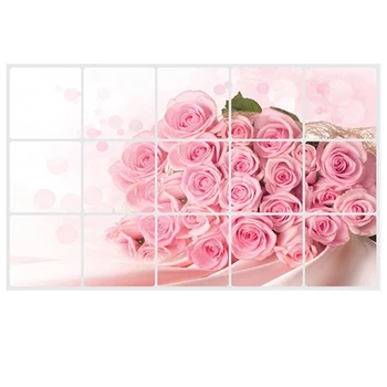 Trandafir roz Perete Decal pentru bucatarii de decorare arta de evacuare ulei gras dovada autocolante 75 * 45cm