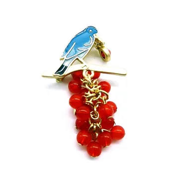 Transport gratuit 10buc/ lot moda bijuterii accesorii de design nou metal emailat pasăre de struguri broșă pin