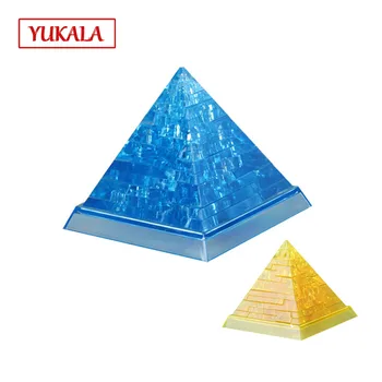 Transport gratuit 3d tridimensional crystal pyramid puzzle asamblat modelul de jucărie de învățământ pentru Copii diy cadou de LUMINĂ LED-uri
