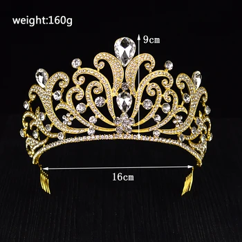 Trendy Aur, Argint Culoare Cristal de Lux Regina Mare Coroana De Nunta Mare Tiara de Păr Bijuterii Pentru Mireasa Accesorii de Par HG-060