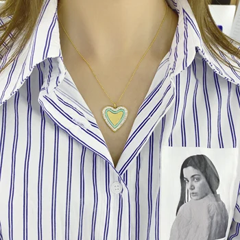 Trendy Bijuterii Femei Lanț De Gât De Inima Drăguț De Blocare Colier De Aur De Argint De Culoare Cravată Colier Pandantiv Pe Gât Accesorii
