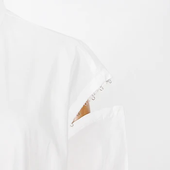 TWOTWINSTYLE Casual Streetwear Bluza Pentru Femei Rever Maneca Lunga Gol Afară de Cămașă Albă de Moda de sex Feminin Haine Noi 2021 Stil