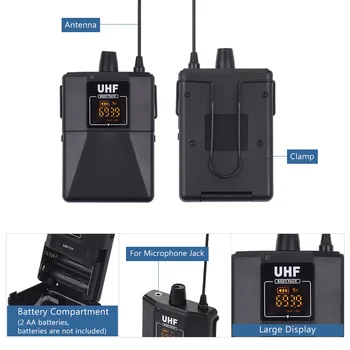 UHF Dual-Frecvență Microfoane fără Fir Set cu 1 Receptor 1 Transmițător 1 Lavaliera Microfon 1 setul cu Cască Microfon pentru Performanta Live