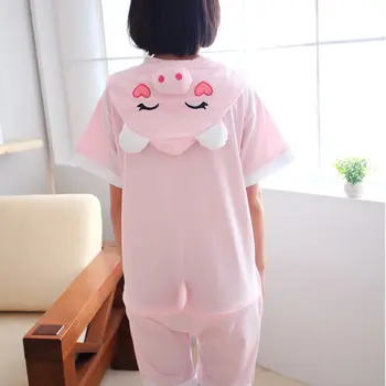 Unisex Vara Onesie Animal Pijama Anime Pijamale de Bumbac Salopeta Pijama pentru Adulți Petrecere în Pijama, pijamale femei set de porc