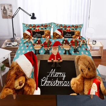 Ursuleț de crăciun set de lenjerie de pat 3d pentru copii carpetă acopere set lenjerie de pat twin queen cu pat king-size acoperi decor de crăciun pentru acasă