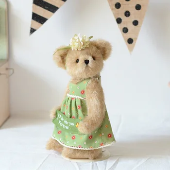 Ursuleț de pluș, jucării umplute cu rochie verde de pluș comun păpușă ursuleț de pluș jucarii copii fata de cadou de ziua de nastere acasa Magazin Decor Triver