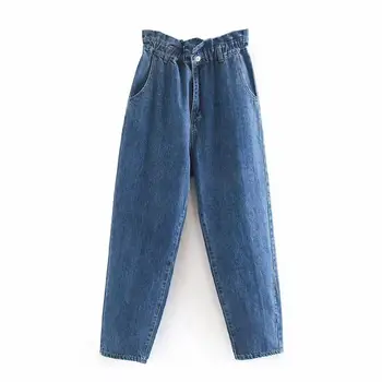 Uscat anglia high street colecta talie buzunare jeans femei blugi talie mare libertate harem blugi boyfriend pentru femei