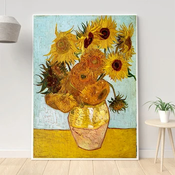 Van Gogh Pictura In Ulei Noapte Înstelată De Floarea-Soarelui Abstract Arta Panza De Imprimare Poster De Perete Imagine Decorare Casa Picturi Murale