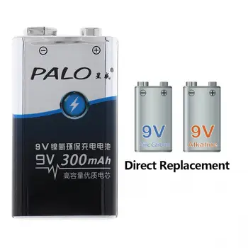 Vanzare PALO 9V 6F22 300mAh Ni-MH Baterie Reîncărcabilă cu 3A Curent de Încărcare pentru Multimetru / Microfon Wireless / ceas Deșteptător