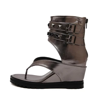 Vara sandale cu platforma pantofi Glezna punk nituri Lanț sandale gladiator femei flip flops pentru femei pantofi tocuri și pene sandale