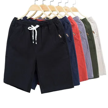 Vară Nouă Modă pentru Bărbați din Bumbac Casual pantaloni Scurți pentru Bărbați de Talie Cordon Negru Kaki Bărbați pantaloni Scurți de Dimensiuni Mari Oameni 4XL 5XL