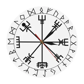 Viking Păgâne Asatru Runic Busola Ceas de Perete Vegvisir Rune Cerc Viking Mitologia Nordică Simplu și Modern Ceas de Ceas Cârma Venerație