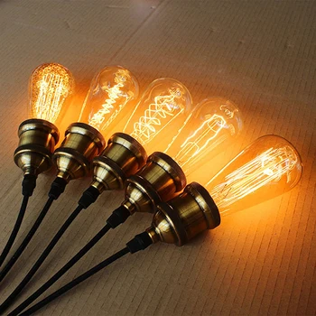 Vintage din Metal Suport Lampă E27 1 Metru Edison Becuri de Bază Retro Candelabru Tavan Pandantiv de Iluminat Decorativ de Interior Soclu de lumină