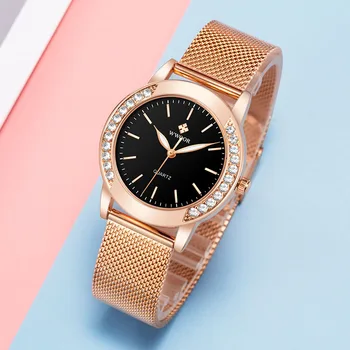 WWOOR 2020 Nou Design pentru Femei Ceasuri pentru Femei de Brand de Lux Elegant Diamant a Crescut de Aur Doamnelor Cuarț Ceas de mână Cadouri Pentru Femei Xfcs