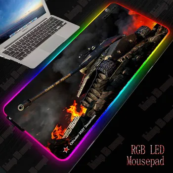 XGZ World of Tanks Jocuri RGB Gamer Mare Mousepad de Iluminat cu LED USB Keyboard Colorate Birou Pad Soareci Mat pentru PC, Laptop, Desktop