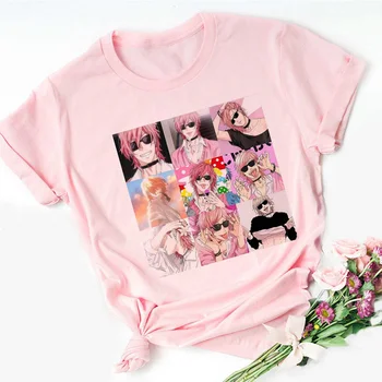 Yarichin Club Anime Japonez Roz T-shirt Femei Harajuku Casual Teuri Plus Dimensiune Hip-hop Liber Ulzzang Topuri Tricou Vintage