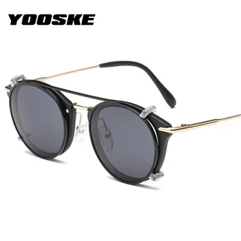YOOSKE Steampunk Vintage Rotund ochelari de Soare Clip de Pe Obiectiv Detașabil de Brand Designer de Ochelari de Soare Nuante pentru Femei
