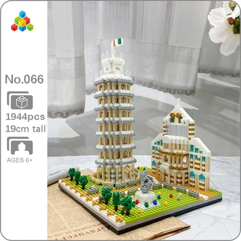 YZ 066 Arhitectura de renume Mondial de Turnul Înclinat din Pisa Model 3D DIY Mini Diamond Blocuri Caramizi de constructie de Jucarie pentru Copii fără Cutie