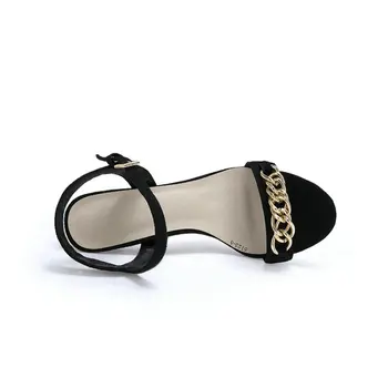 ZawsThia 2020 vara sandale de curea cataramă femeie pantofi cu tocuri subtiri de mare de femei sandale cu lanț de metal decor de dimensiuni mari 33-45