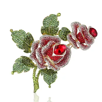 Zlxgirl Mare Dimensiune Floare Trandafir Brosa pentru femei, nunta Bijuterii de mireasă Perfectă Stras de Cristal Pin Broșe frumos Email brosa