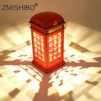 ZMISHIBO LED Lumina de Noapte Retro Londra Cabină Telefonică USB Noapte Lampă Reîncărcabilă Lampă de Masă Pentru Dormitor Acasă de Anul Nou Decor