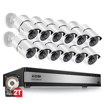 ZOSI 16CH 1080p Camera de Securitate de Sistem cu 12 2.0 MP pentru Interior/Exterior CCTV Camera de Supraveghere Bullet cu 100ft Timp de Noapte Viziune