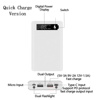 Încărcare rapidă Versiunea 6*18650 de Putere Banca Caz Dual USB Încărca Telefonul Mobil, QC 3.0 PD DIY Shell 18650 baterie Suport de Încărcare Cutie