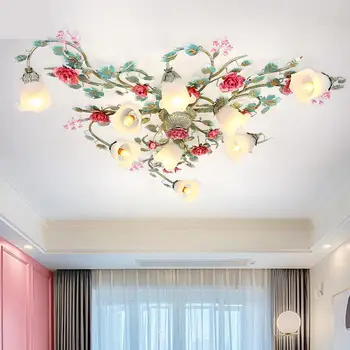 Țară modernă de Aspirație Acoperiș Living de Iluminat lampa de Iluminat Pastorală Flori dormitor tavan lumini de Felinar Romantic Rose