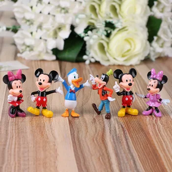 6 buc/set Disney Anime Periferice Mickey Mouse, Minnie Mouse, Donald Duck Tort de Decorare Cadouri din PVC Figura Anime Jucarii pentru Copii