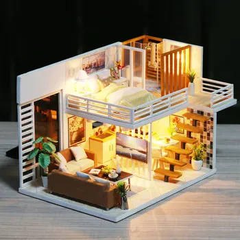 CUTEBEE Casă de Păpuși în Miniatură casă de Păpuși Cu Mobilier Kit Casa din Lemn Miniaturas Jucarii Pentru Copii de Anul Nou Cadou de Crăciun k031